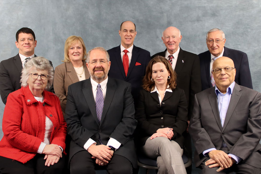 KPERS Board of Trustees: Front Row (Left to Right): Trustee Chris Huntsman, Trustee Brad Stratton Chairperson, Trustee Emily Hill Vice-Chairperson, Trustee James Zakoura, Back Row (Left to Right): Trustee Ryan Trader, Trustee Jo Yun, Trustee Steven Johnson, Trustee Sam Williams, Truste Rich Proehl